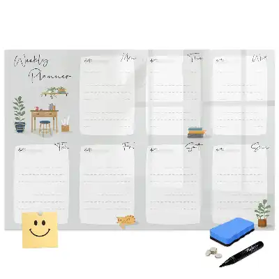Tablă magnetică de scris tip calendar săptămânal