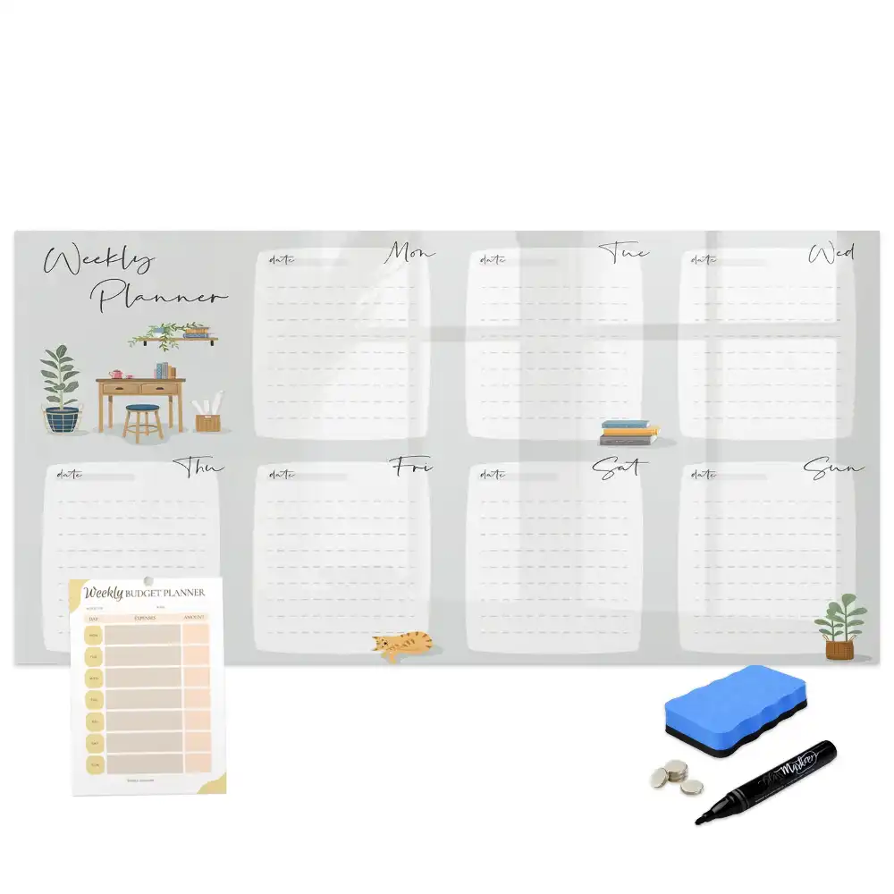Tablă magnetică de scris tip calendar săptămânal