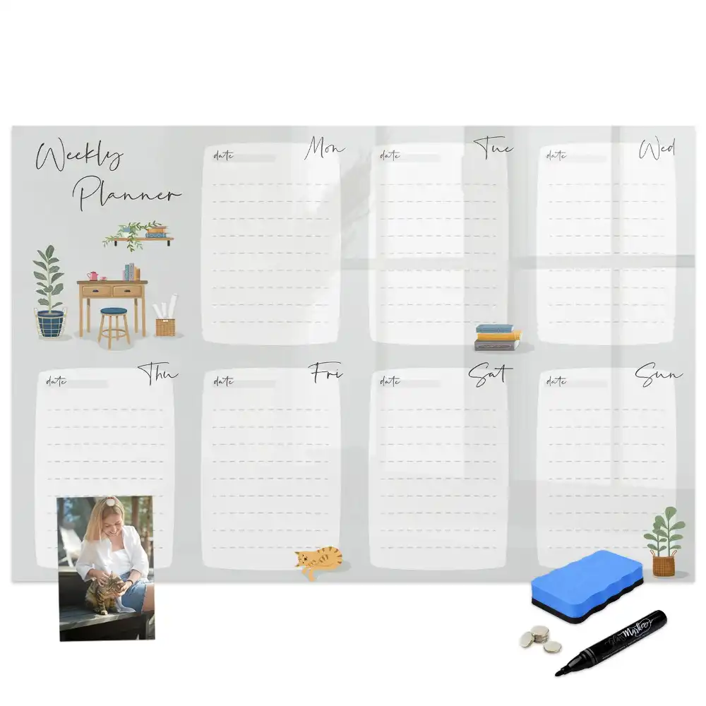 Tablă magnetică de scris tip calendar săptămânal