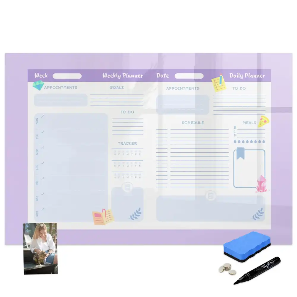 Tablă magnetică pentru magneți cu design calendar anual roz