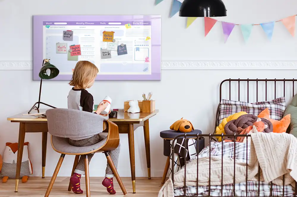 Tablă magnetică pentru magneți cu design calendar anual roz