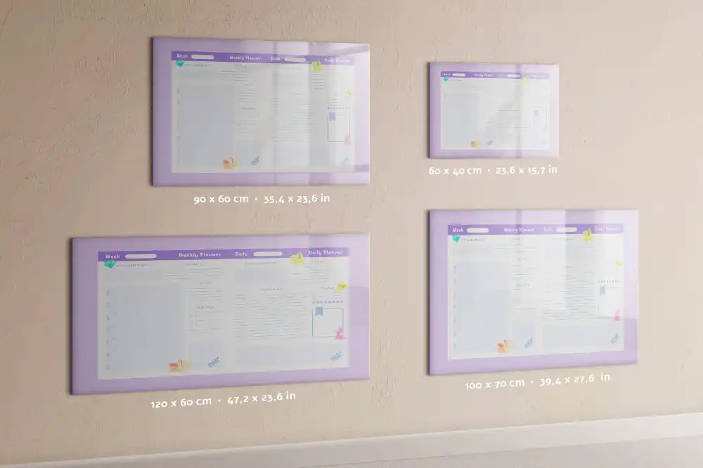 Tablă magnetică pentru magneți cu design calendar anual roz