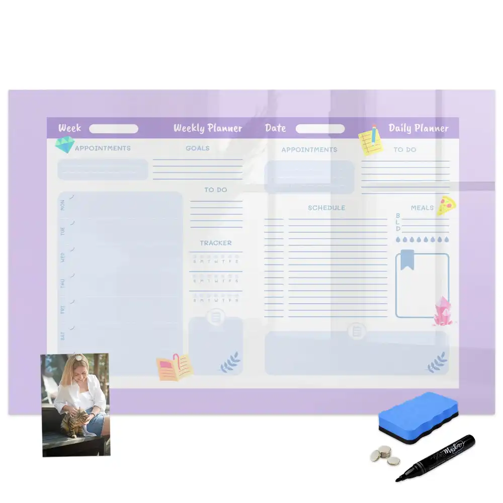 Tablă magnetică pentru magneți cu design calendar anual roz