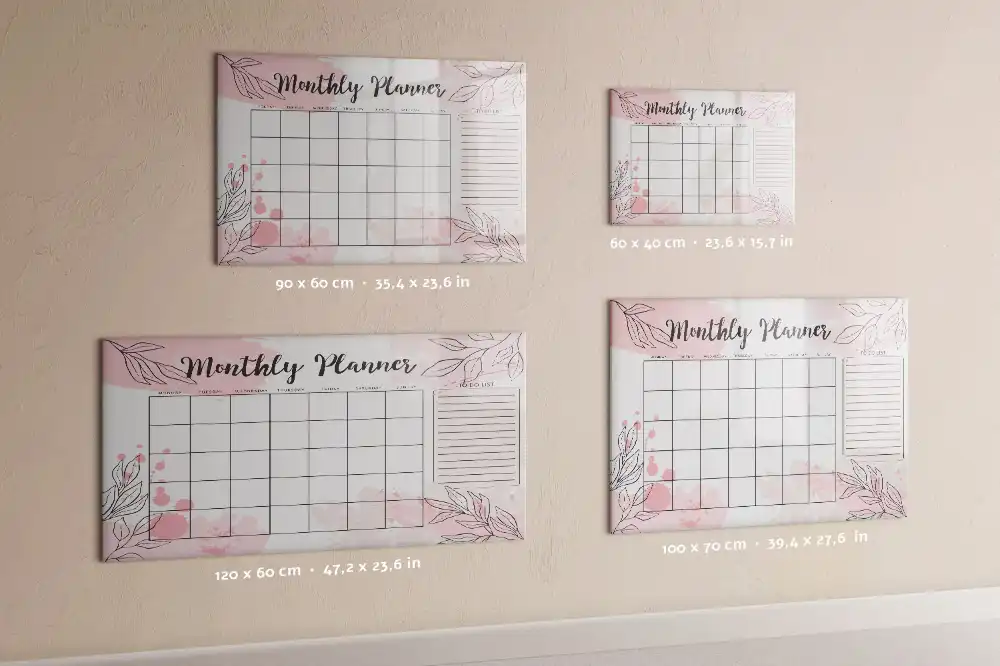 Tablă magnetică de scris calendar lunar roz
