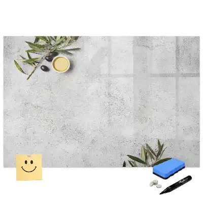 Tablă cu marker și design minimalist cu crenguțe de măslin
