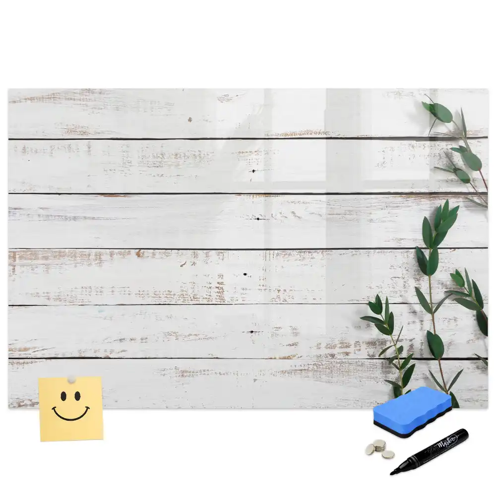 Tablă magnetică pentru scris cu aspect de scânduri din lemn natural