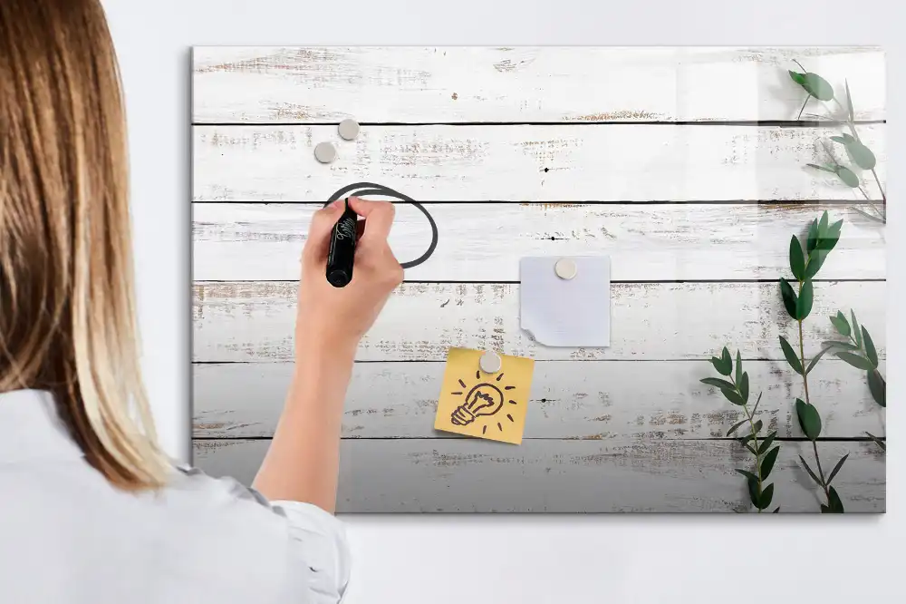 Tablă magnetică pentru scris cu aspect de scânduri din lemn natural