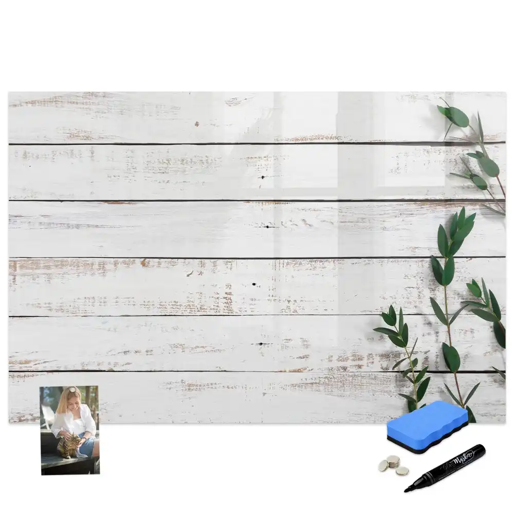 Tablă magnetică pentru scris cu aspect de scânduri din lemn natural