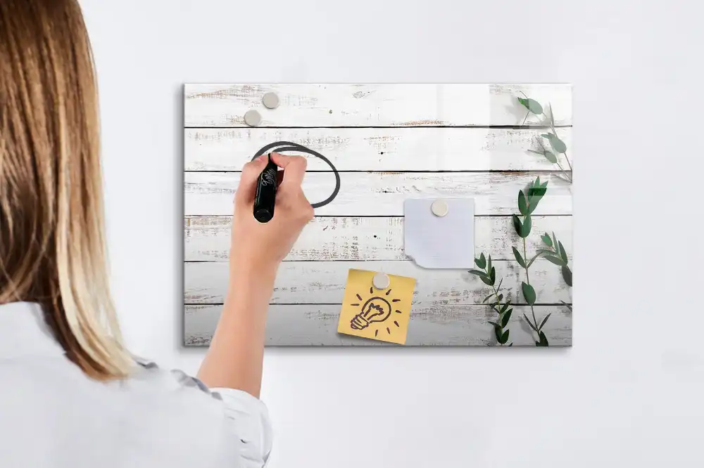 Tablă magnetică pentru scris cu aspect de scânduri din lemn natural