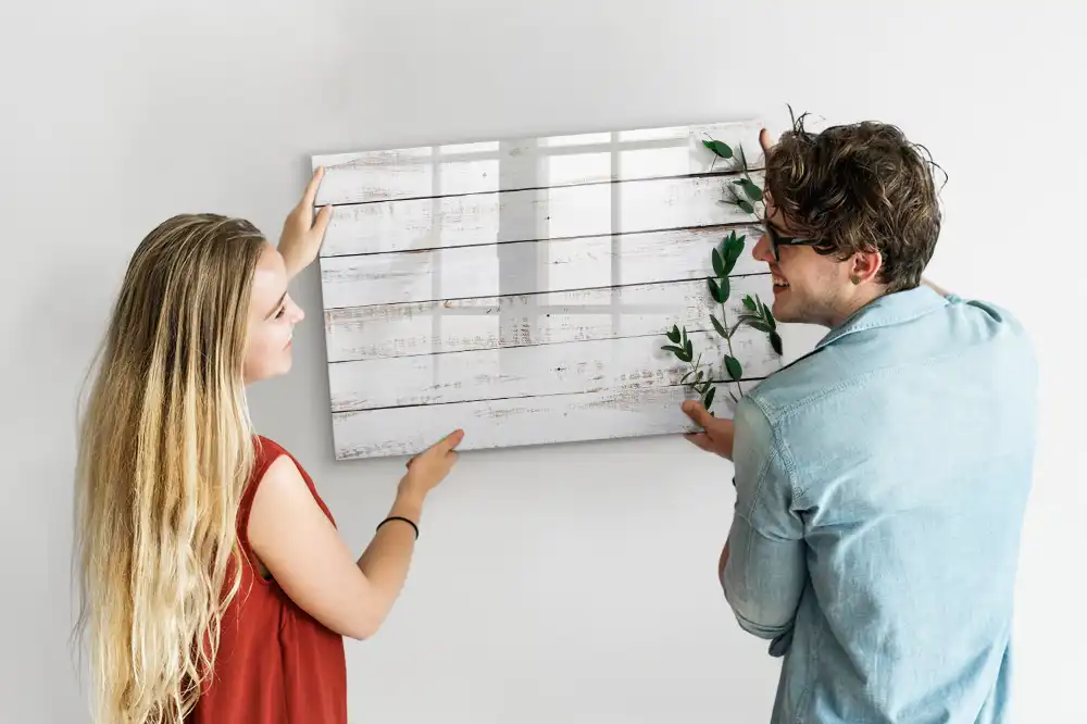 Tablă magnetică pentru scris cu aspect de scânduri din lemn natural