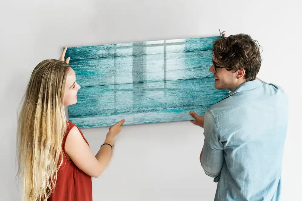 Tablă magnetică de scris din lemn cu aspect albastru învechit