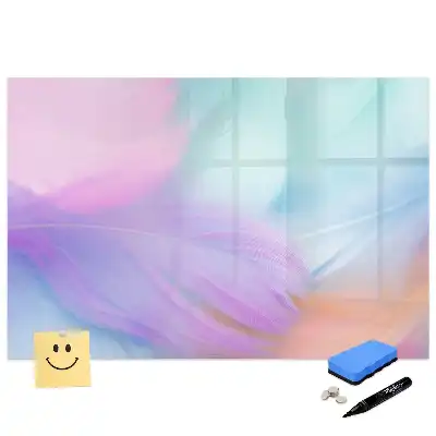 Tablă magnetică cu model pene de pasăre multicolore