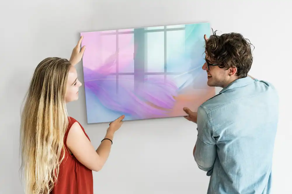 Tablă magnetică cu model pene de pasăre multicolore
