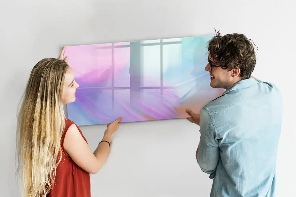 Tablă magnetică cu model pene de pasăre multicolore