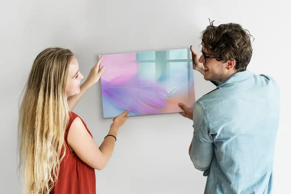 Tablă magnetică cu model pene de pasăre multicolore