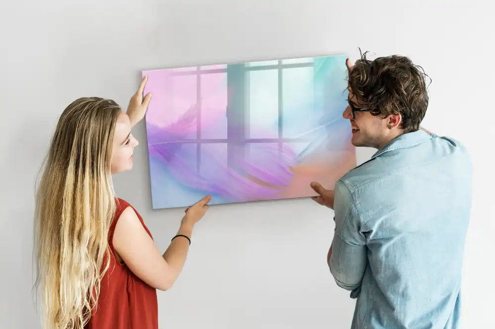 Tablă magnetică cu model pene de pasăre multicolore