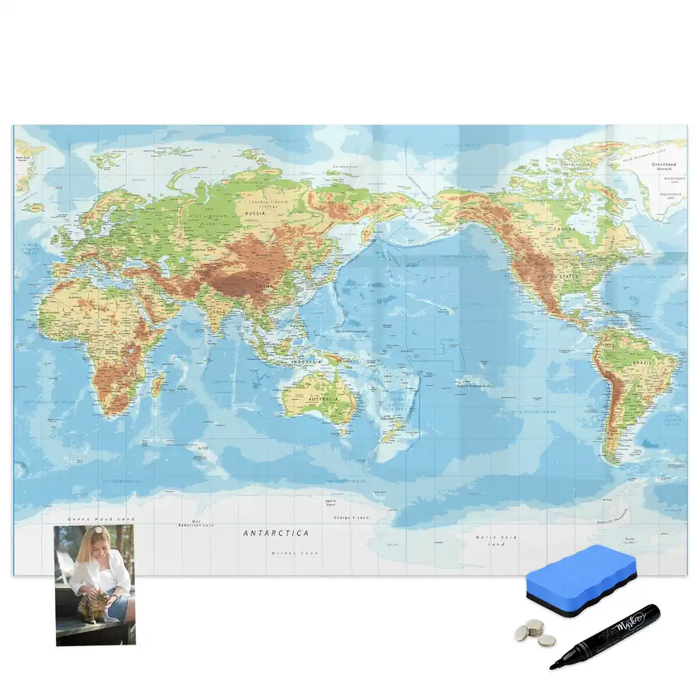 Tablă magnetică cu atlasul fizic al lumii