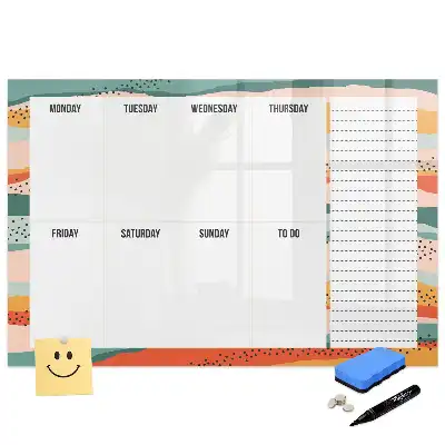 Tablă magnetică cu marker organizator săptămânal stilizat