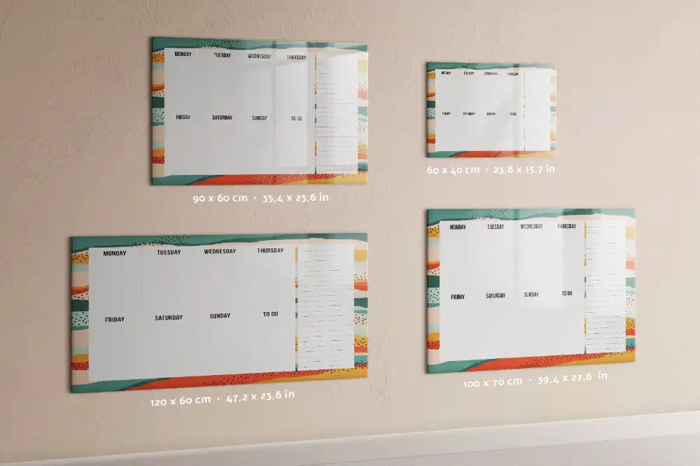 Tablă magnetică cu marker organizator săptămânal stilizat