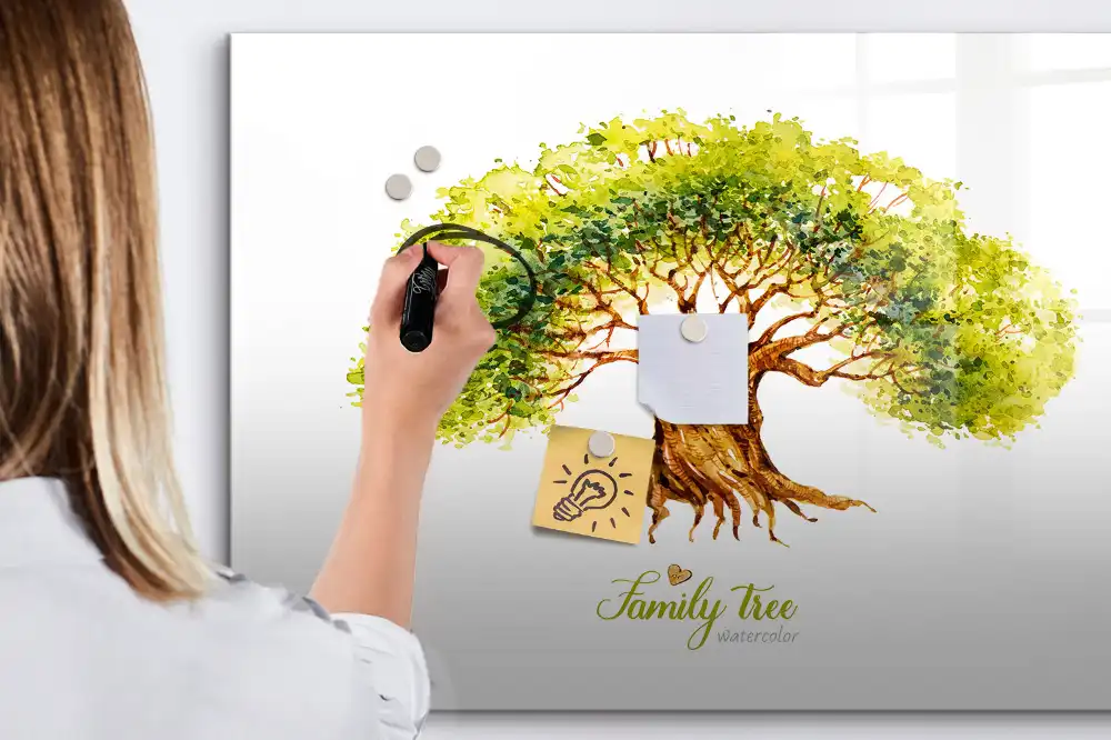 Tablă cu marker pentru arbore genealogic multigenerațional