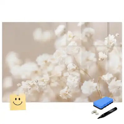Tablă magnetică de scris cu model de flori mici albe