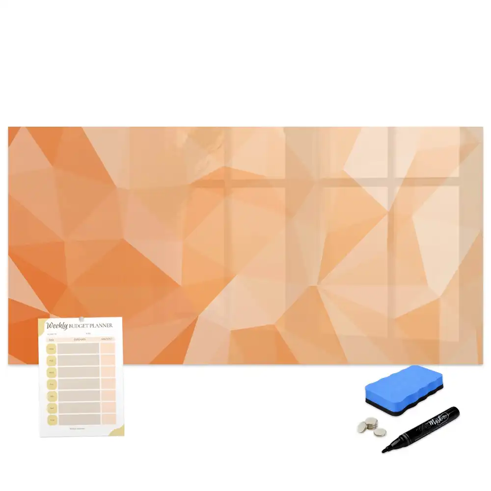 Tablă magnetică cu marker și model cu triunghiuri geometrice abstracte