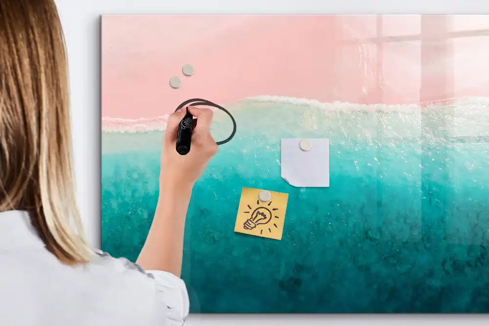 Tablă magnetică cu design coastă și nisip auriu