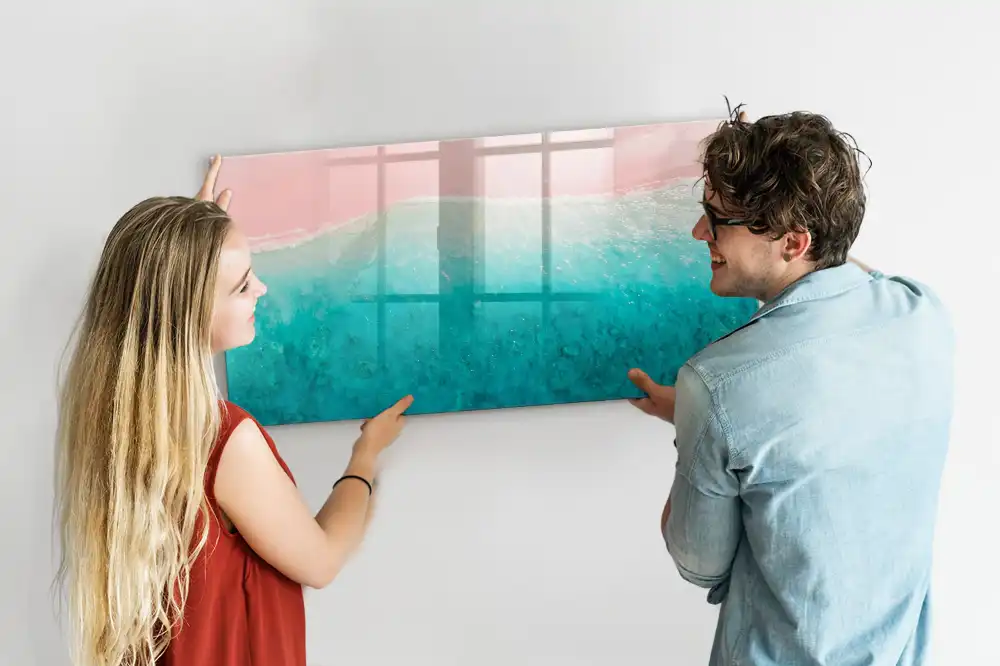 Tablă magnetică cu design coastă și nisip auriu