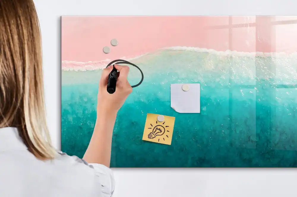 Tablă magnetică cu design coastă și nisip auriu