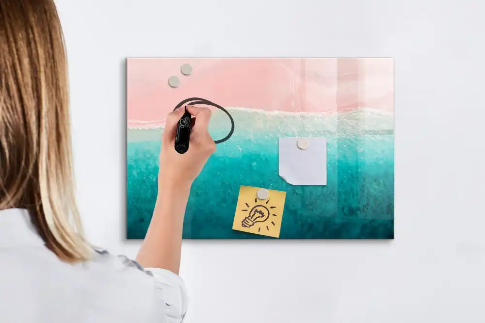 Tablă magnetică cu design coastă și nisip auriu