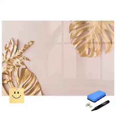 Tablă magnetică cu model de frunze tropicale aurii