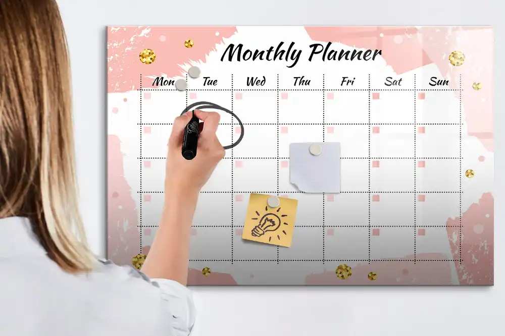 Tablă magnetică de scris tip calendar lunar