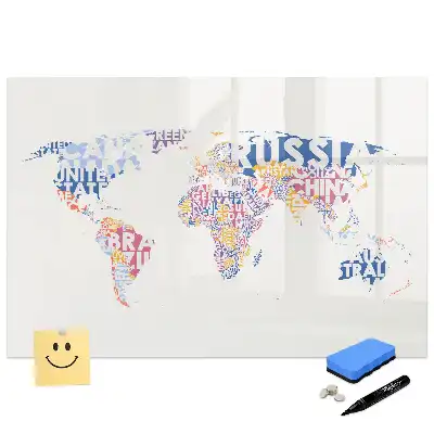 Tablă magnetică pentru magneți cu harta lumii
