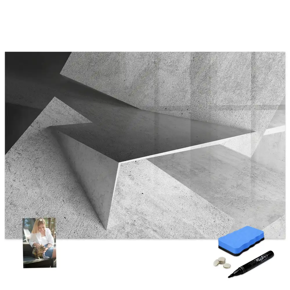 Tablă magnetică de scris cu model abstract de triunghiuri geometrice