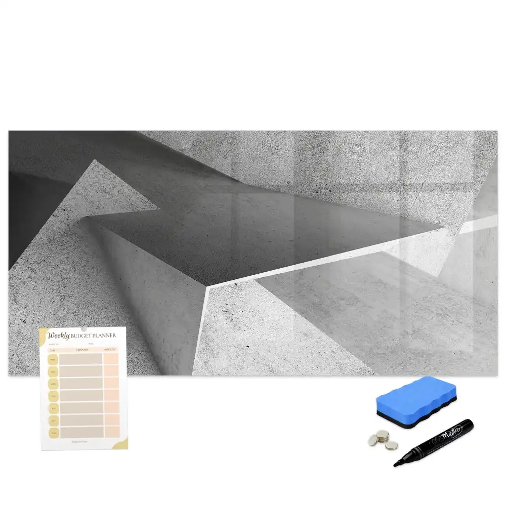 Tablă magnetică de scris cu model abstract de triunghiuri geometrice