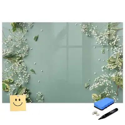 Tablă magnetică cu marker și model cu flori delicate