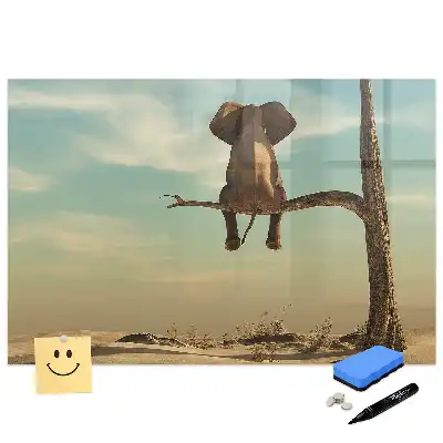 Tablă magnetică pentru scris cu model elefant în mijlocul copacilor