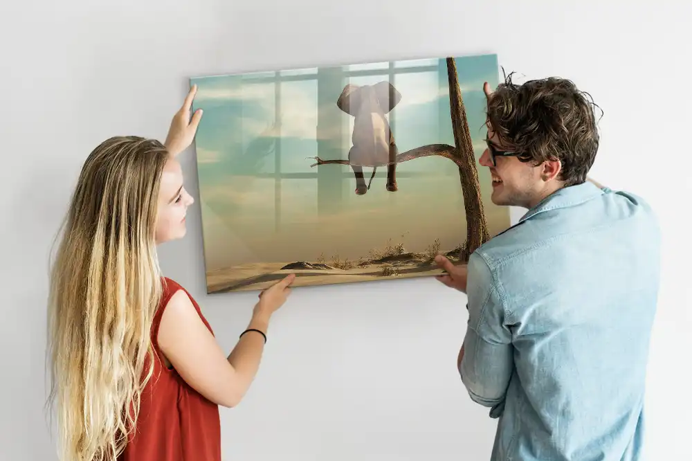 Tablă magnetică pentru scris cu model elefant în mijlocul copacilor