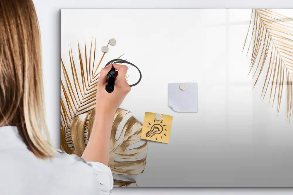 Tablă magnetică cu marker și design tropical cu palmieri