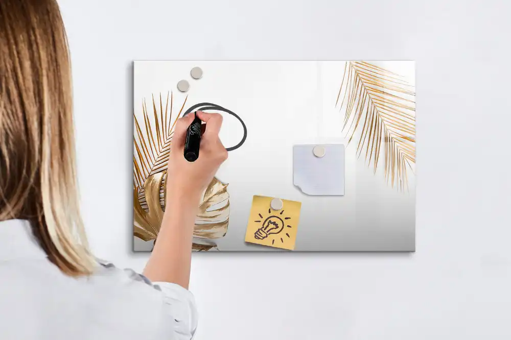 Tablă magnetică cu marker și design tropical cu palmieri