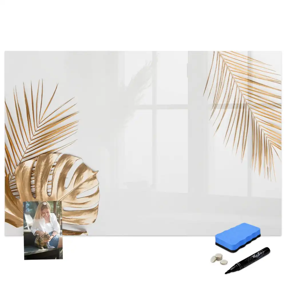 Tablă magnetică cu marker și design tropical cu palmieri