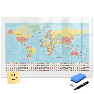 Tablă magnetică cu marker Atlasul geografic al lumii