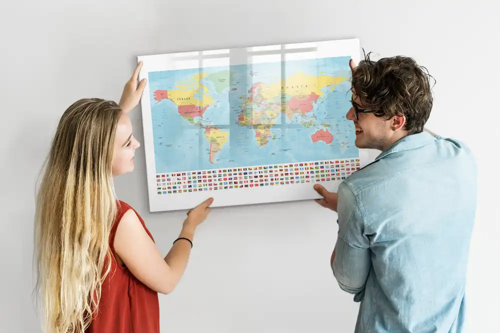 Tablă magnetică cu marker Atlasul geografic al lumii