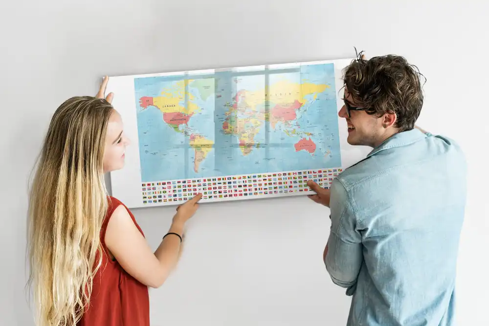 Tablă magnetică cu marker Atlasul geografic al lumii