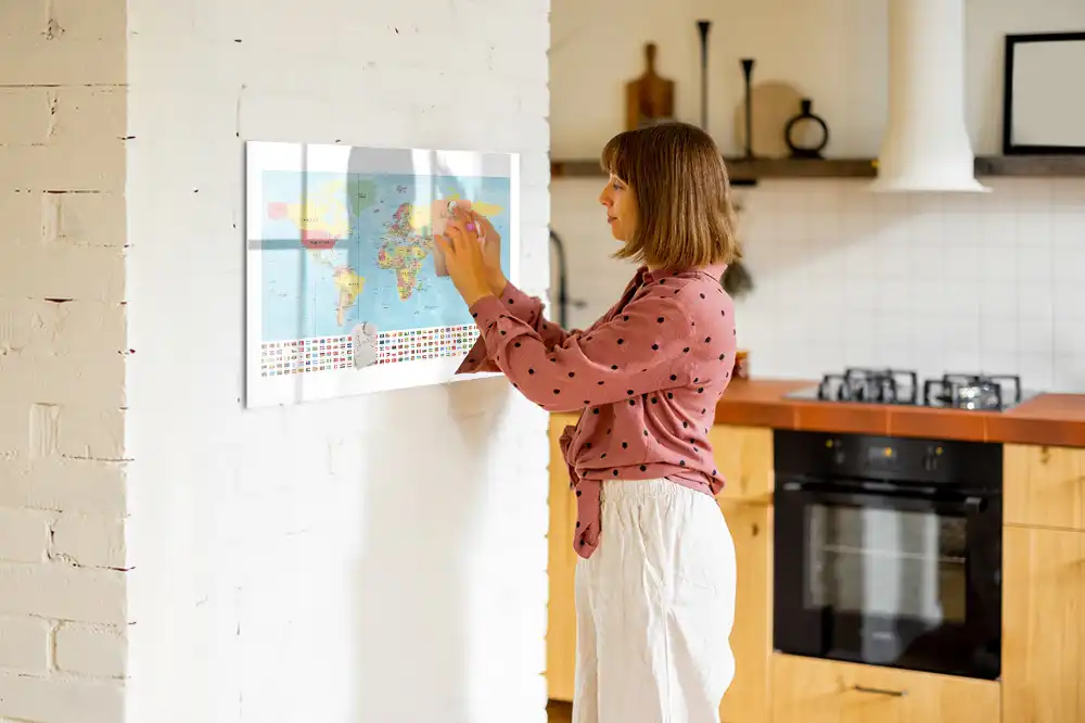 Tablă magnetică cu marker Atlasul geografic al lumii