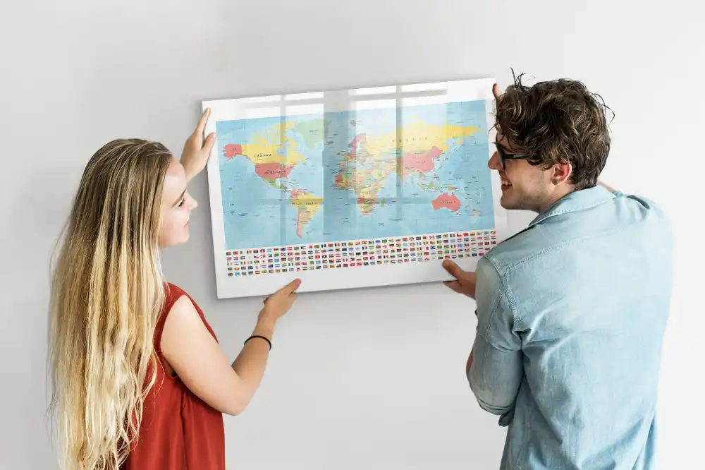 Tablă magnetică cu marker Atlasul geografic al lumii