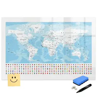 Tablă magnetică cu harta contur a continentelor