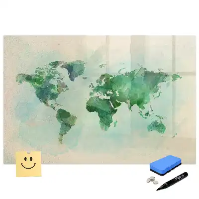 Tablă cu marker și design cu glob pământesc în acuarelă