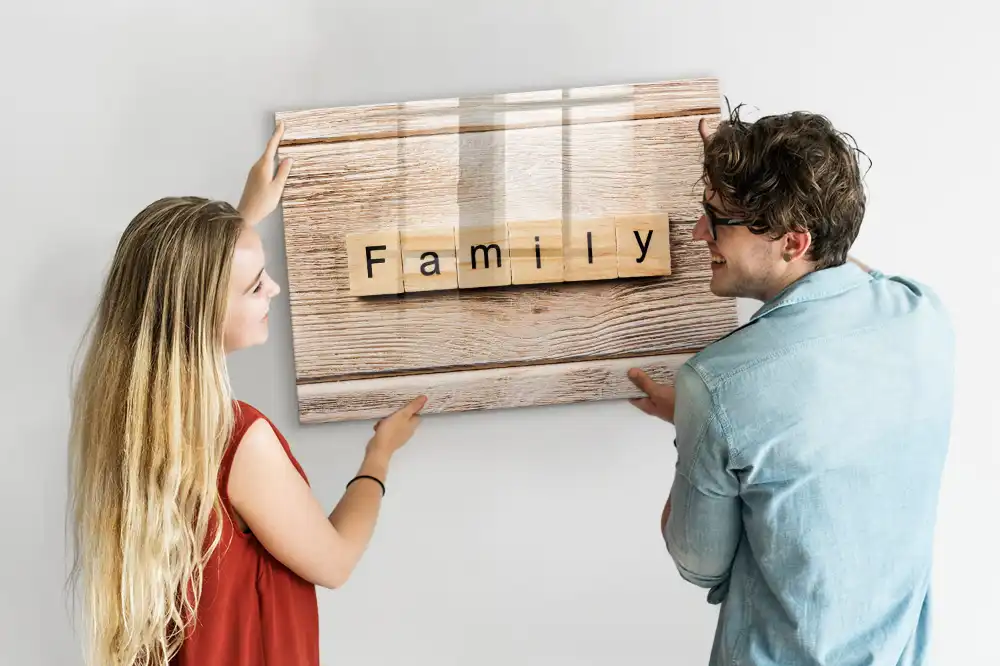Tablă magnetică pentru scris cu inscripție Family