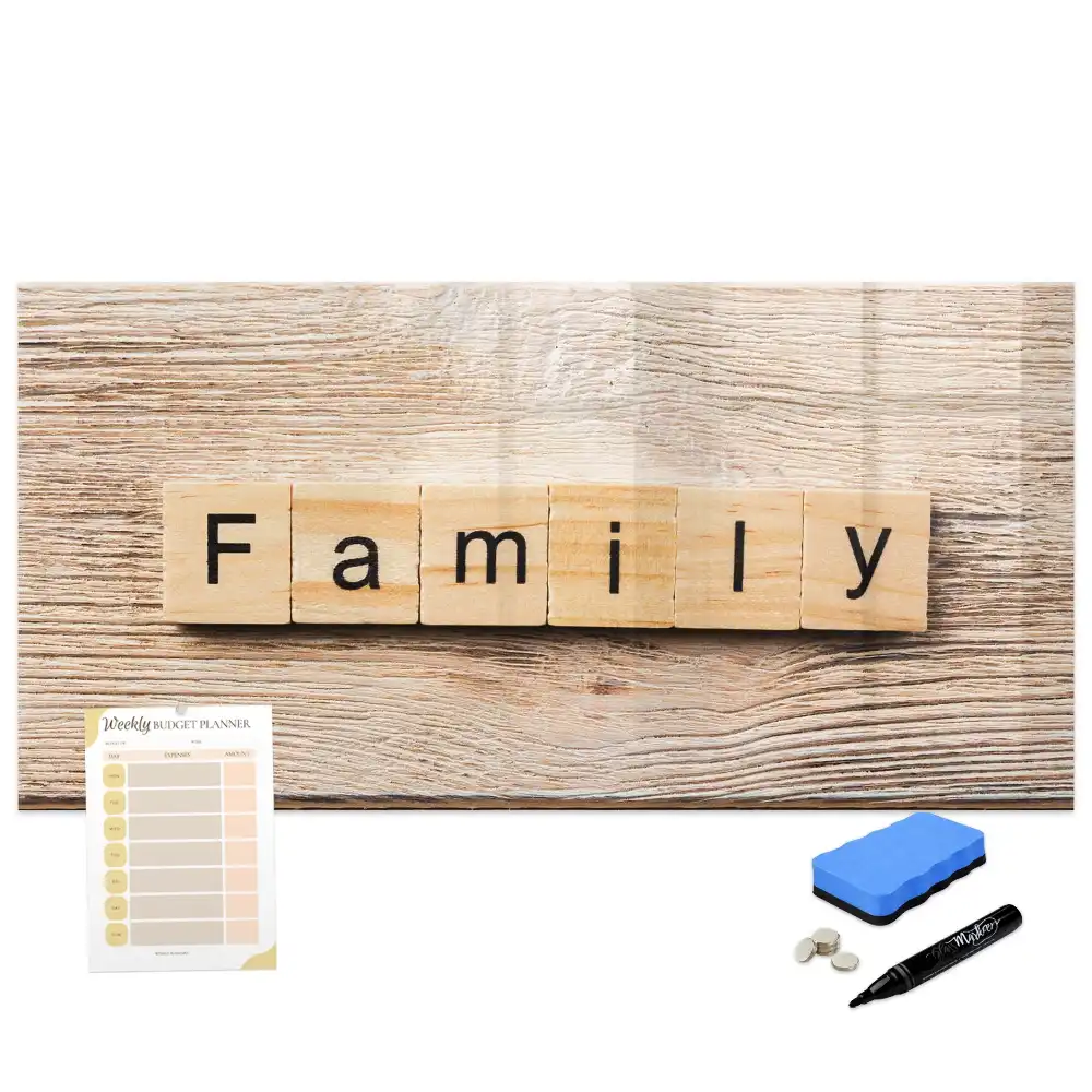 Tablă magnetică pentru scris cu inscripție Family